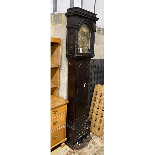 1138 - An 18th century chinoiserie longcase clock, height 224cm