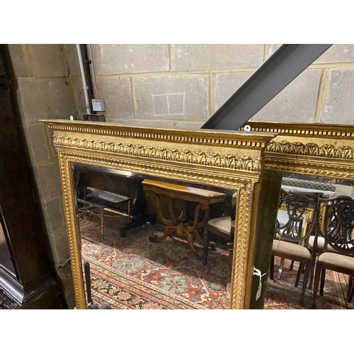 1139 - A pair of 19th century giltwood and composition overmantel mirrors, width 114cm, height 120cm