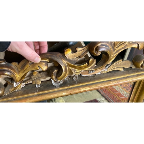 1154 - A rectangular carved giltwood Florentine style wall mirror, width 96cm, height 84cm