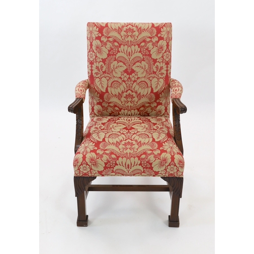 1162 - A George III style mahogany elbow chair, width 84cm, depth 67cm, height 101cm