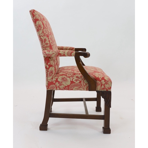 1162 - A George III style mahogany elbow chair, width 84cm, depth 67cm, height 101cm