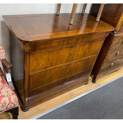 1166 - A pair of 19th century French walnut four drawer commodes, width 104cm, depth 54cm, height 96cm... 