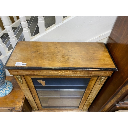 1171 - A Victorian marquetry inlaid gilt metal mounted walnut pier cabinet, width 75cm, depth 30cm, height ... 