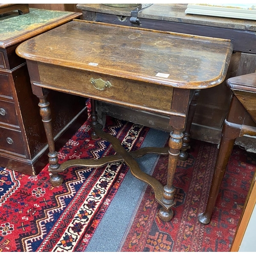 1187 - An 18th century oak side table, width 84cm, depth 53cm, height 72cm