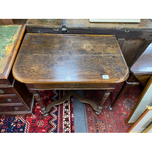 1187 - An 18th century oak side table, width 84cm, depth 53cm, height 72cm