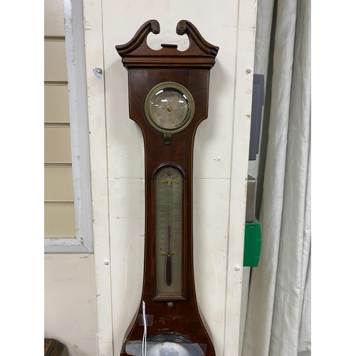 1198 - An early 19th century mahogany wheel barometer, height 98cm