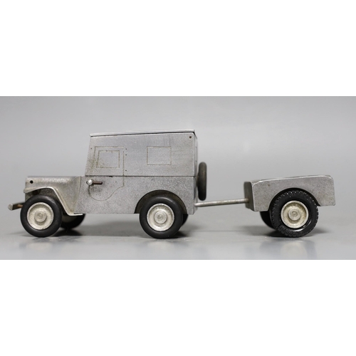 1252 - A German cast metal Willy's Jeep cigarette case, ash tray and lighter novelty, early post war, 23c... 