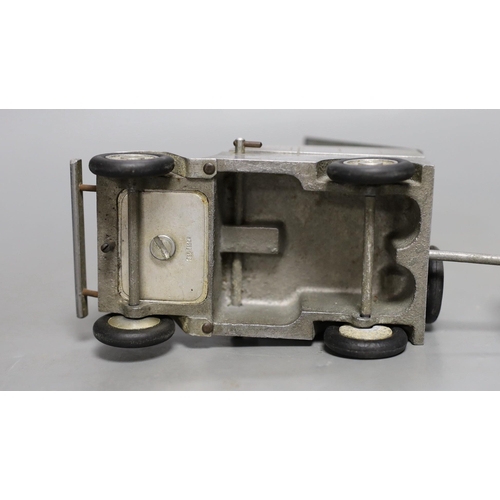 1252 - A German cast metal Willy's Jeep cigarette case, ash tray and lighter novelty, early post war, 23c... 