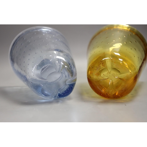 1272 - Two bubble suffused glass vases, probably Whitefriars, 18cms high