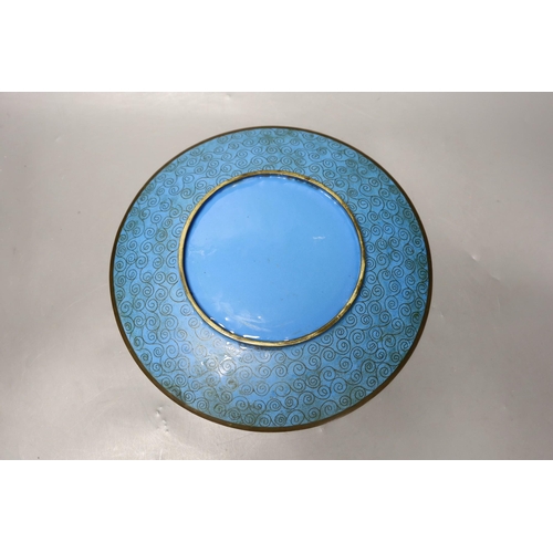 1273 - A Japanese cloisonné enamel  crane dish, 31cm diameter