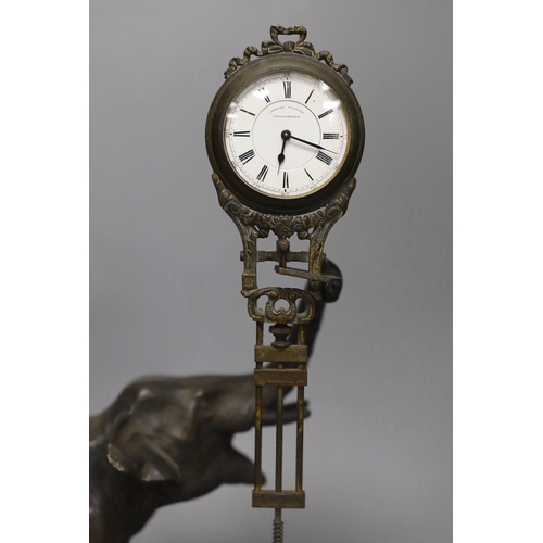 1274 - A patinated spelter elephant mystery timepiece, 29cms high