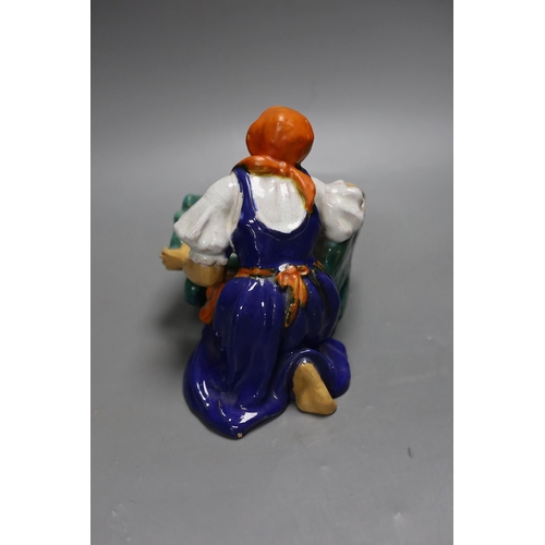 1286 - A Czech pottery figure group, 15cm