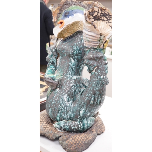 1289 - A large ceramic mer-creature sculpture, 58cm