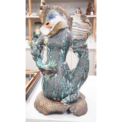 1289 - A large ceramic mer-creature sculpture, 58cm