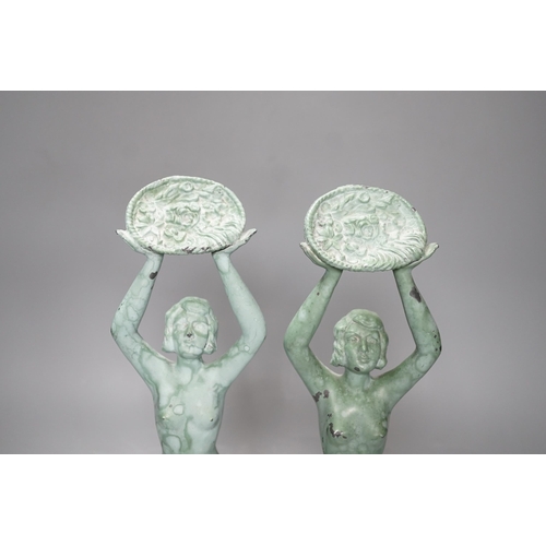 1295 - A pair of Art Deco bronzed metal figures stamped Limousin, 37cm