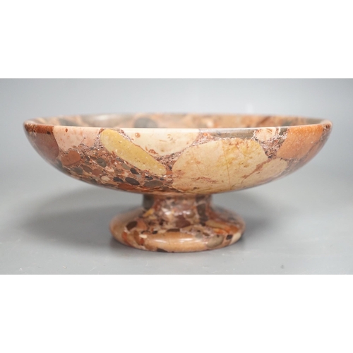 1301 - A small polished puddingstone tazza, 23cms diameter