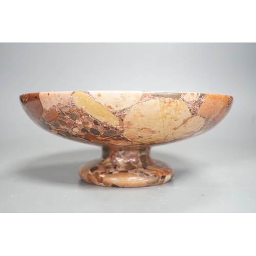 1301 - A small polished puddingstone tazza, 23cms diameter