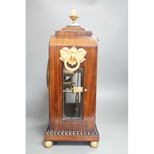 1302 - A Regency cut brass inlaid mahogany bracket timepiece by Frank Rogers, 46cm tall