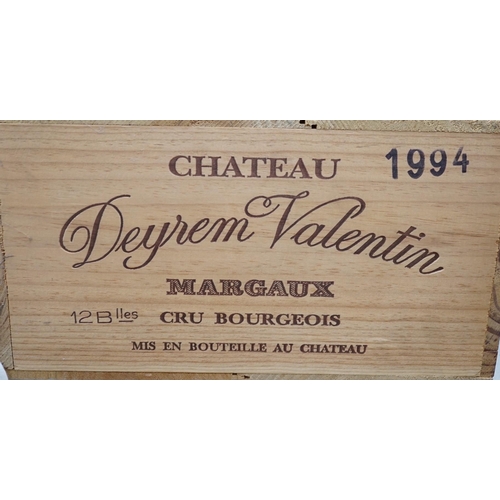 1319 - Twelve bottles of Chateau Deyram - Valentin-Margaux OWC, 1994