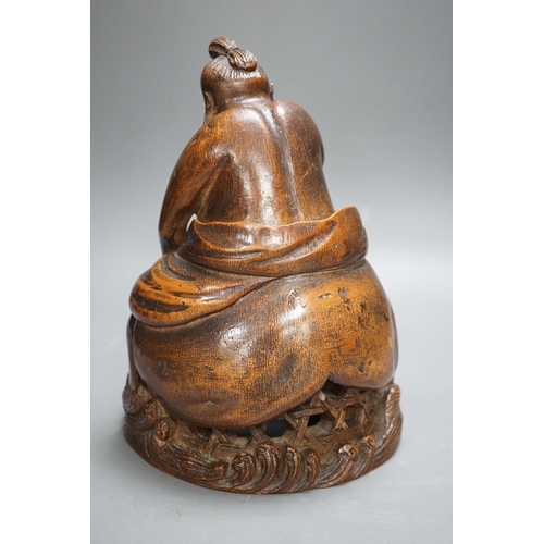 1321 - A Chinese bamboo figure of a fisherman, 19th century, 23cms high