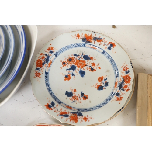 1336 - An assortment of Chinese porcelain tin-glazed earthenware charger and a Delft vase