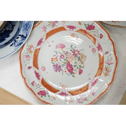 1336 - An assortment of Chinese porcelain tin-glazed earthenware charger and a Delft vase