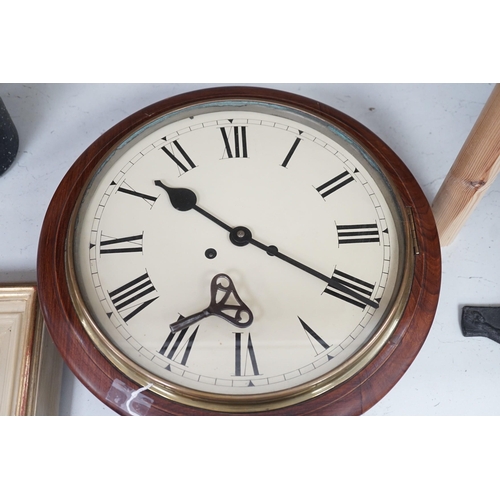 1338 - A teak cased wall clock, 38cms diameter