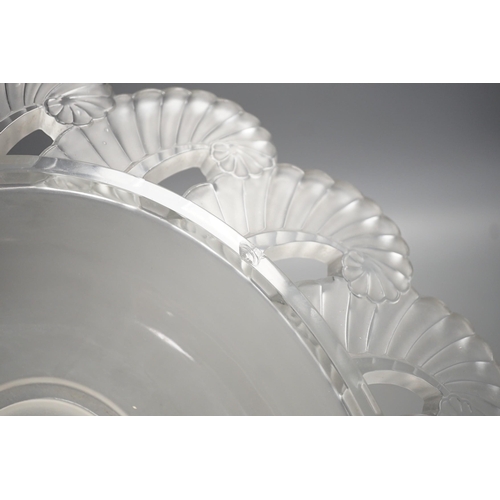 1339 - A large Verlys oval glass dish,  44cms wide