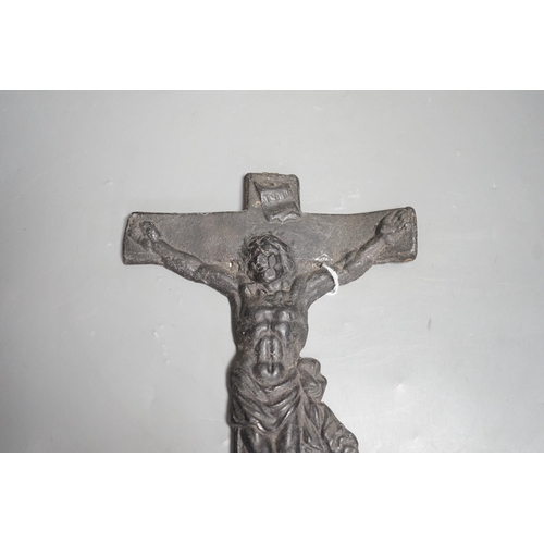 1340 - A lead coffin crucifix, 32cms high