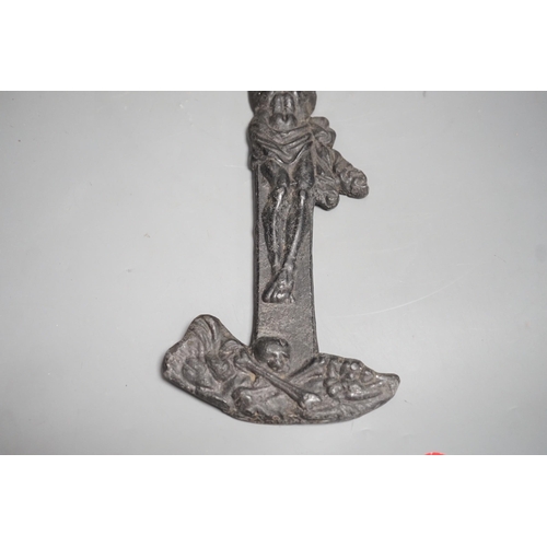 1340 - A lead coffin crucifix, 32cms high