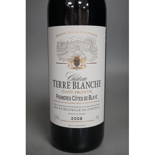 1343 - Twelve bottles of Chateau Terr-Blanche "Cuvee Valentin" - Premieres Cotes de Blaye, 2008... 