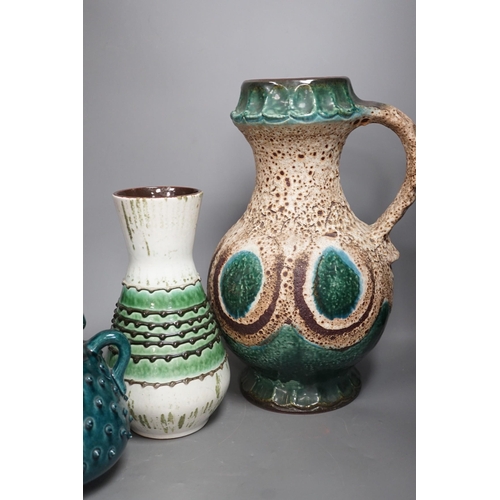 1346 - West German ceramics - a Dumler and Breider large ewer, two Carstens ewers and a vase, large ewer 36... 