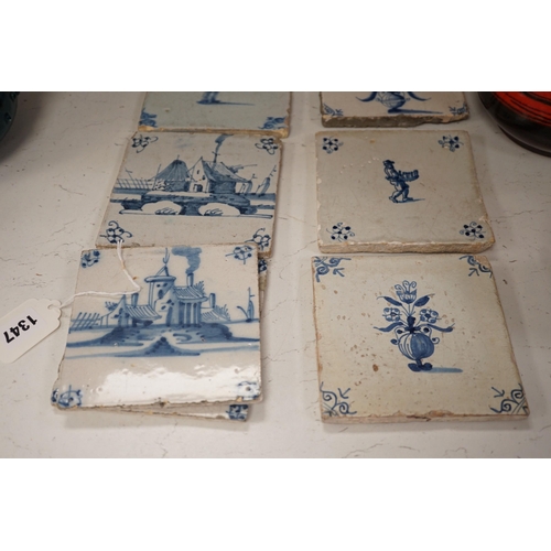 1347 - Sixteen Delft tiles from the 17th to 19th century