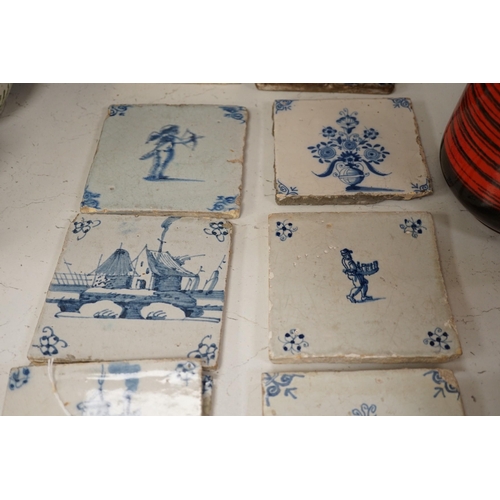 1347 - Sixteen Delft tiles from the 17th to 19th century