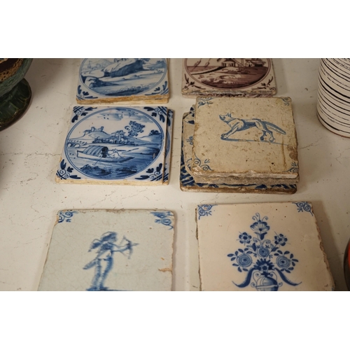 1347 - Sixteen Delft tiles from the 17th to 19th century