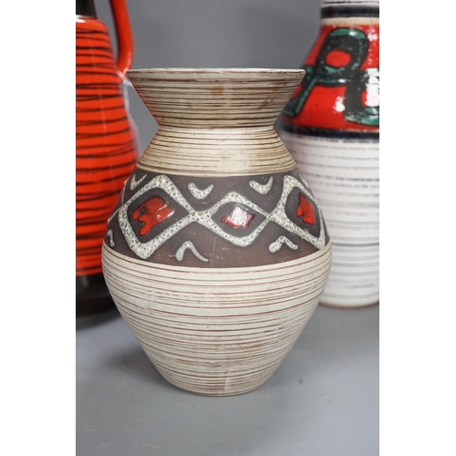 1348 - A group of three West German ceramic pots, including Scheurich and Bay, tallest 34cms high