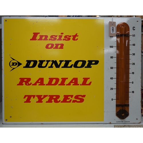 1353 - An enamel sign, Insist on Dunlop Radial Tyres, 66.5cms wide x 51cms high