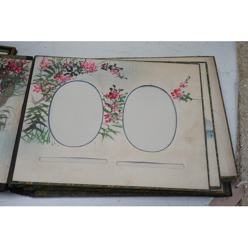 1354 - A Japanese shibayama style photograph album, vacant, 35cms wide x 27cms high