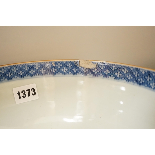 1373 - A selection of 18th century blue and white Chinese export bowls and dishes, largest 31cm diameter... 