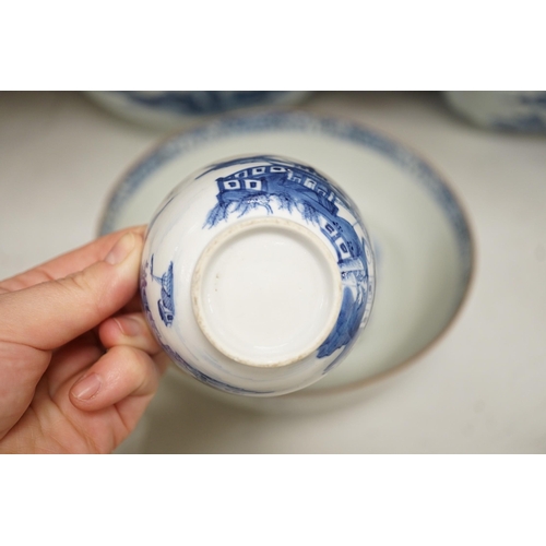 1373 - A selection of 18th century blue and white Chinese export bowls and dishes, largest 31cm diameter... 