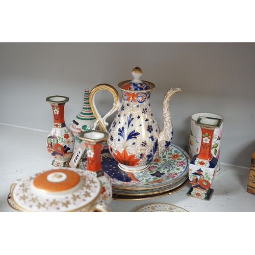 1382 - A selection of English porcelain and ceramics, to include a two handled Wedgwood Queensware urn, cov... 