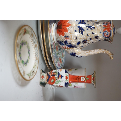 1382 - A selection of English porcelain and ceramics, to include a two handled Wedgwood Queensware urn, cov... 