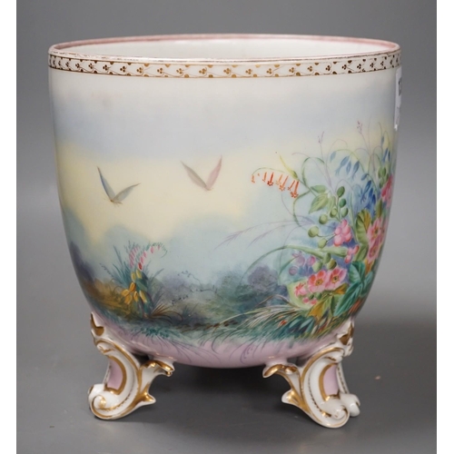 1389 - A French porcelain landscape painted jardiniere, 23cm