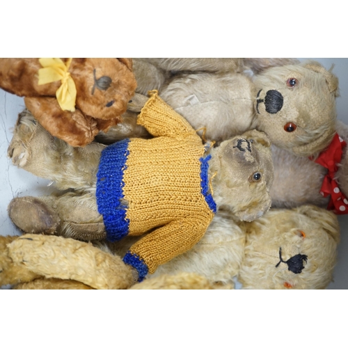 1393 - Six various Teddy bears, three early English, another by Chad Valley