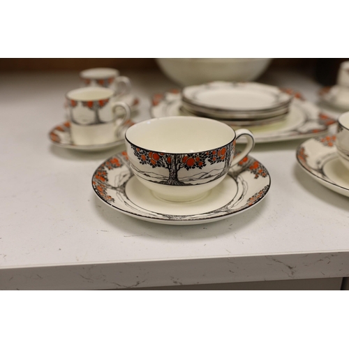 1403 - A Crown Ducal part tea and coffee set of orange tree pattern