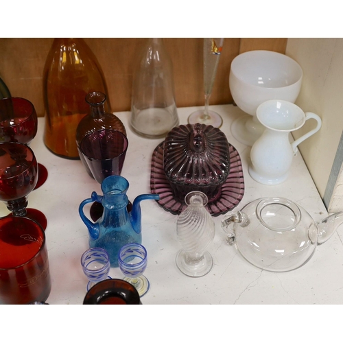 1415 - A selection of English and continental coloured glass wares, 19th/20th century