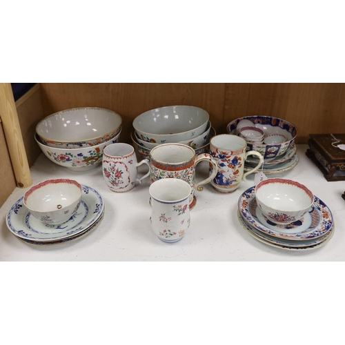 1420 - A large selection of 18th century Chinese export porcelain bowls, plates and mugs a/f