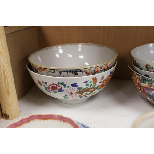 1420 - A large selection of 18th century Chinese export porcelain bowls, plates and mugs a/f