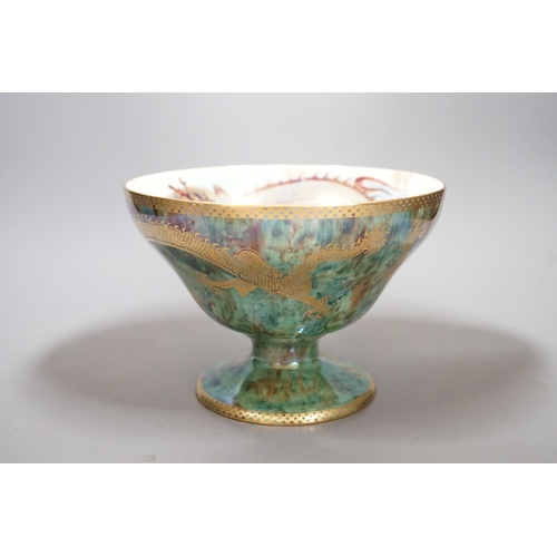 1448 - A Wedgwood dragon lustre pedestal bowl, designed by Daisy Makeig-Jones, pattern z4831, 14cms high... 