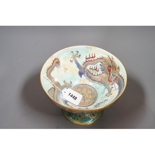 1448 - A Wedgwood dragon lustre pedestal bowl, designed by Daisy Makeig-Jones, pattern z4831, 14cms high... 